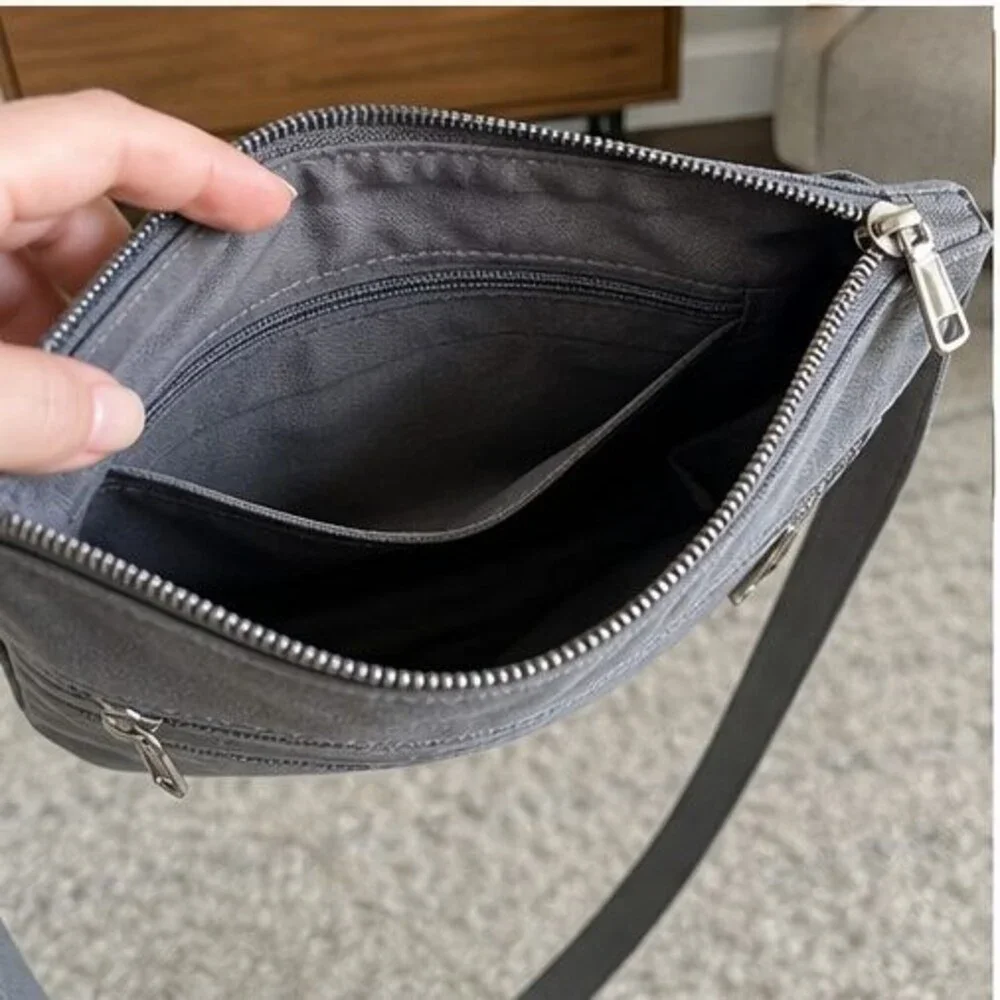 Gray Canvas Crossbody Bag